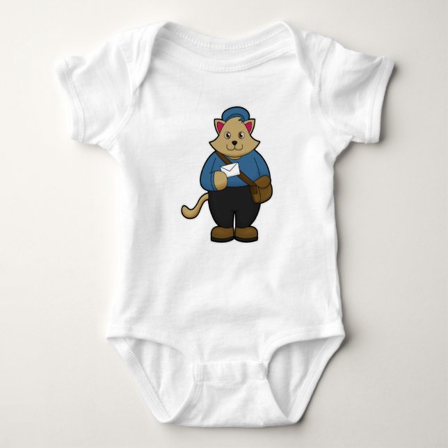 Cat as Postman with Envelope & Bag Baby Bodysuit (Front)
