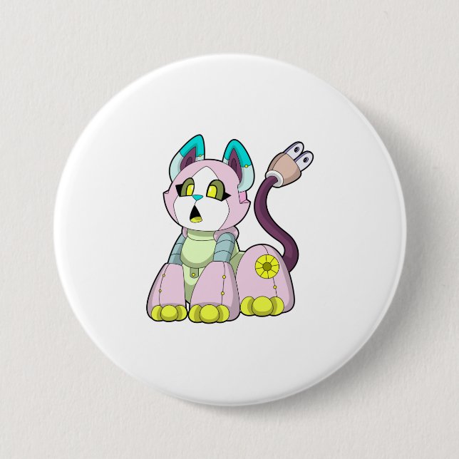 Cat as Robot 7.5 Cm Round Badge (Front)