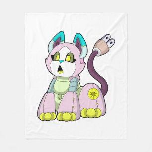 Cat as Robot Fleece Blanket