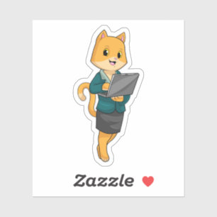 Cat as Secretary with Laptop