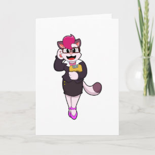 Cat as Secretary with Notepad Card