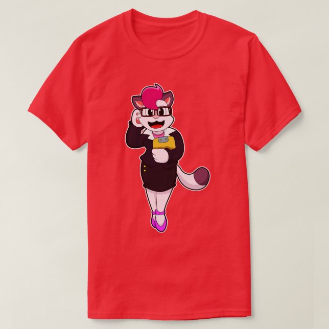 Cat as Secretary with Notepad T-Shirt (Design Front)