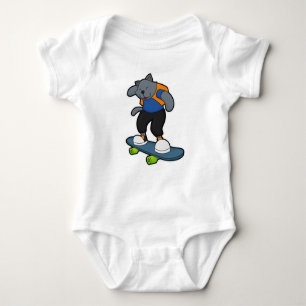 Cat as Skateboarder with Skateboard Baby Bodysuit