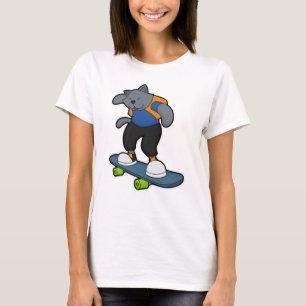 Cat as Skateboarder with Skateboard T-Shirt