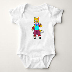 Cat as Skater with Inline skates Baby Bodysuit