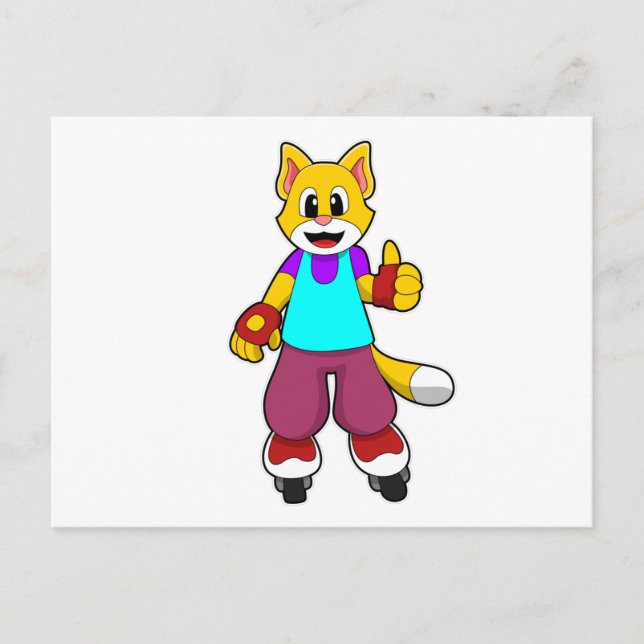 Cat as Skater with Inline skates Postcard (Front)