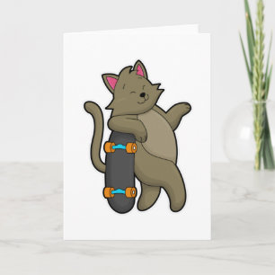 Cat as Skater with Skateboard Card