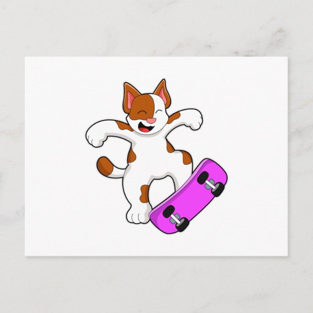 Cat as Skater with Skateboard Postcard (Front)