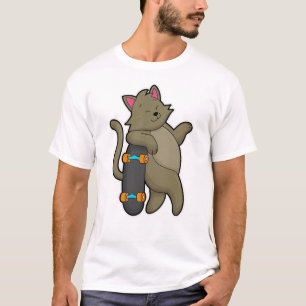 Cat as Skater with Skateboard T-Shirt