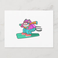 Cat as Ski jumper with Ski & Ski goggles