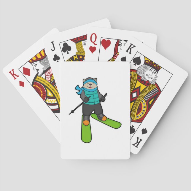 Cat as Skier with Ski Playing Cards (Back)