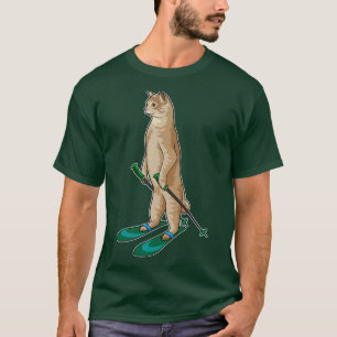 Cat as Skier with Ski Ski poles T-Shirt
