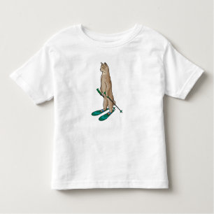 Cat as Skier with Ski & Ski poles Toddler T-Shirt