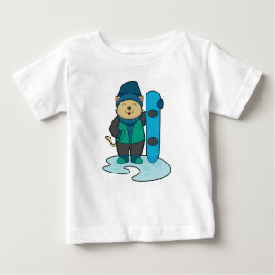 Cat as Snowboarder with Snowboard Baby T-Shirt
