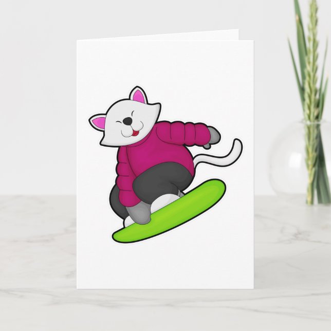 Cat as Snowboarder with Snowboard Card (Front)
