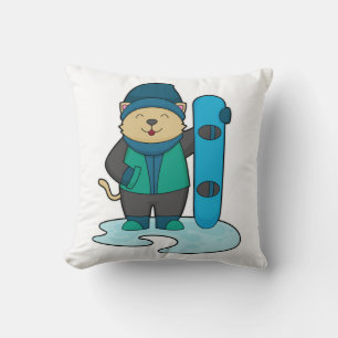 Cat as Snowboarder with Snowboard Cushion