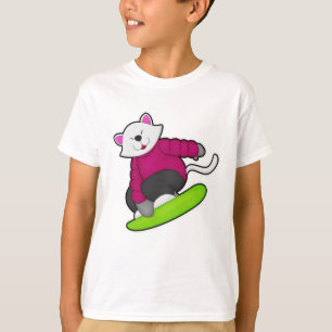 Cat as Snowboarder with Snowboard T-Shirt
