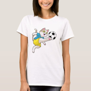 Cat as Soccer player with Soccer ball T-Shirt