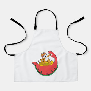 Cat as Surfer with Watermelon Apron