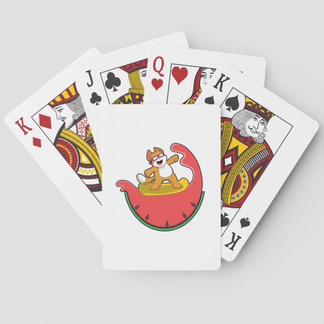 Cat as Surfer with Watermelon Playing Cards (Back)