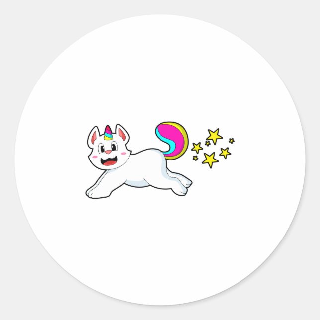 Cat as Unicorn Classic Round Sticker (Front)