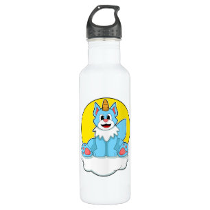 Cat as Unicorn on Clouds & Sun 710 Ml Water Bottle
