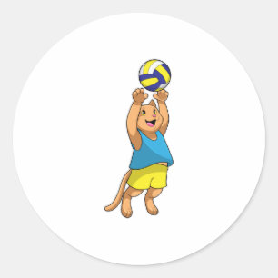 Cat as Volleyball player with Volleyball Classic Round Sticker