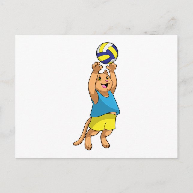 Cat as Volleyball player with Volleyball Postcard (Front)