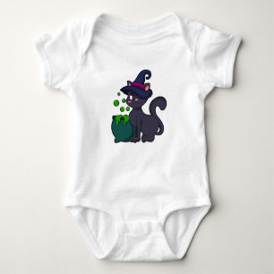 Cat as Witch with Cauldron Baby Bodysuit