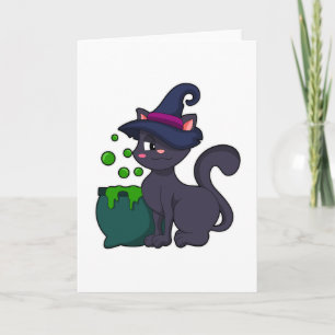 Cat as Witch with Cauldron Card