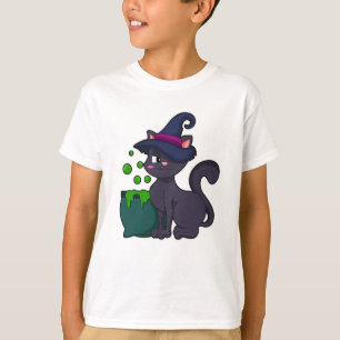 Cat as Witch with Cauldron T-Shirt