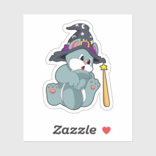 Cat as Wizard with Magic wand & Hat