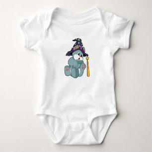 Cat as Wizard with Magic wand & Hat Baby Bodysuit