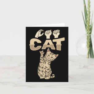 Cat Asl Hand Gesture Deaf Hearing Loss Awareness 1 Card