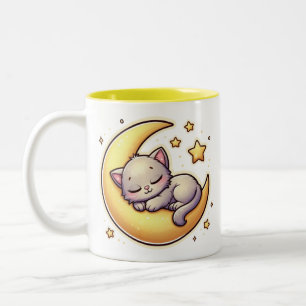 Cat Asleep On The Moon Mug