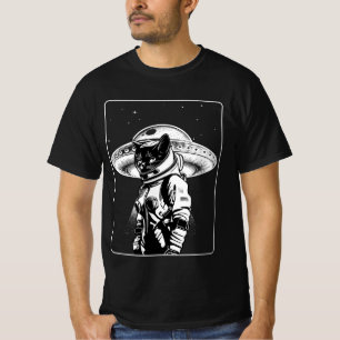 Cat Astronaut Alien UFO Science Fiction T-Shirt