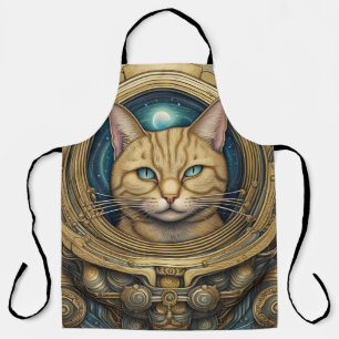 Cat astronaut cyberpunk art  apron