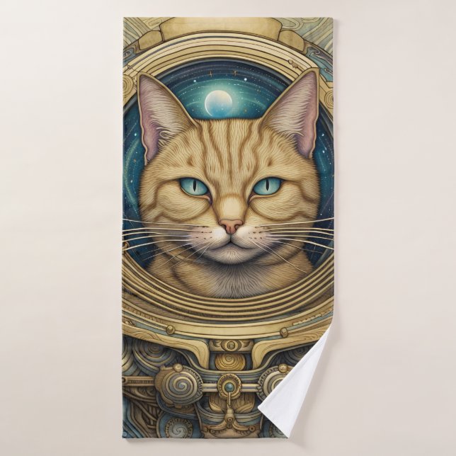 Cat astronaut cyberpunk art  bath towel set (Bath Towel)