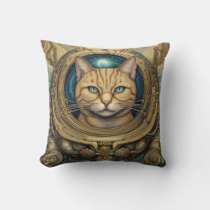Cat astronaut cyberpunk art  cushion