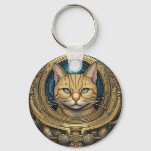 Cat astronaut cyberpunk art  key ring