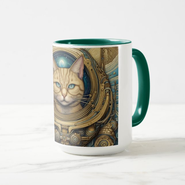 Cat astronaut cyberpunk art  mug (Front Right)