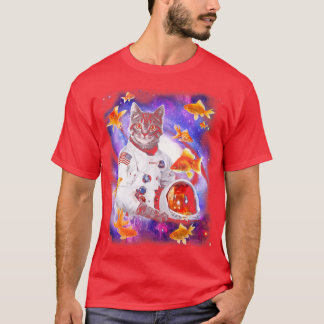 Cat Astronaut in Cosmic Space Funny s for Weird Pe T-Shirt