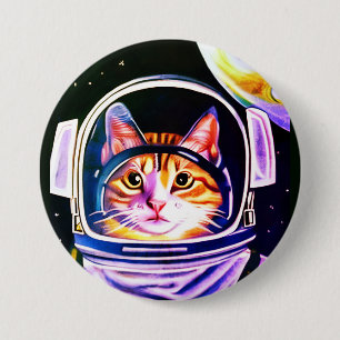 Cat Astronaut in Space 7.5 Cm Round Badge
