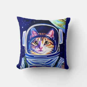 Cat Astronaut in Space Cushion