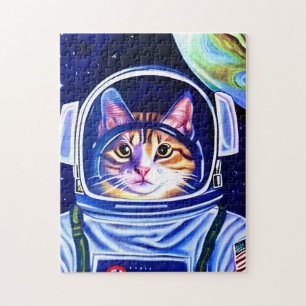 Cat Astronaut in Space Jigsaw Puzzle