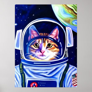 Cat Astronaut in Space  Poster