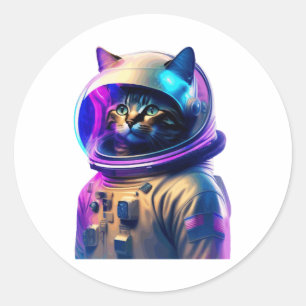 Cat Astronaut in Space Suit and Helmet Classic Round Sticker
