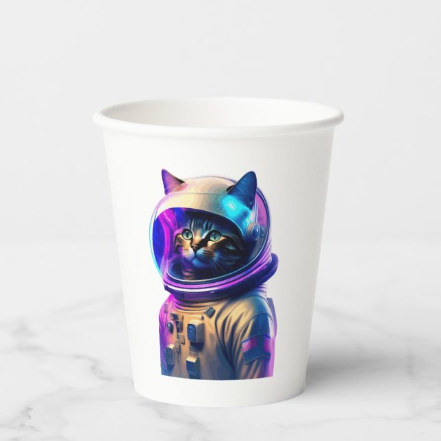 Cat Astronaut in Space Suit and Helmet Paper Cups (Front)