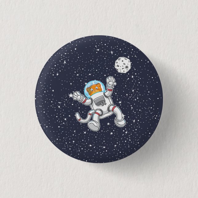 Cat Astronaut In Space Suit Funny Astronomy 3 Cm Round Badge (Front)