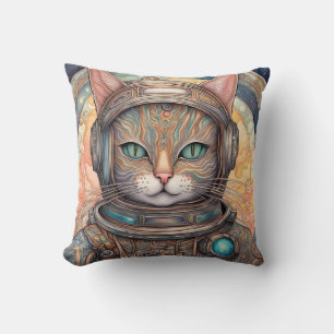 Cat Astronaut intricately detailed anime art Cushion